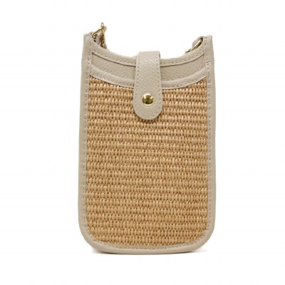 7" x 5" Ivory and Natural Leather Crossbody Purse