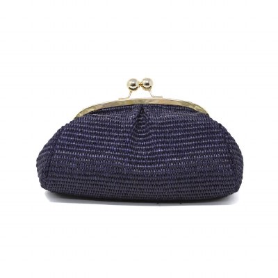5" x 9" Navy Raffia Clutch