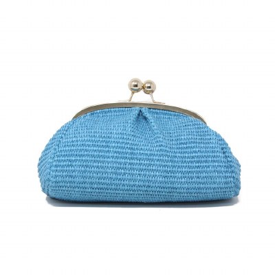 5" x 9" Turquoise Raffia Clutch