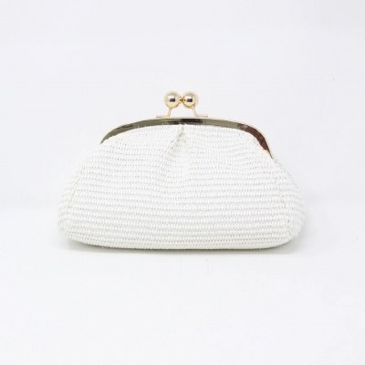 5" x 9" White Raffia Clutch