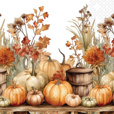 6.5" Square Autumn Abundance Lunch Napkins