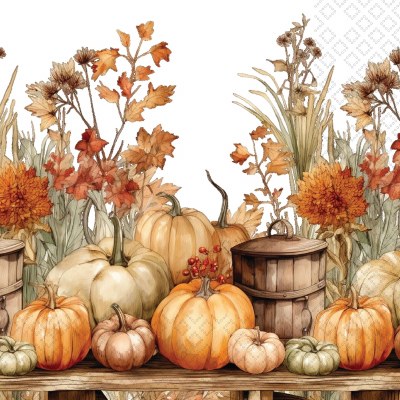 5" Square Autumn Abundance Beverage Napkins