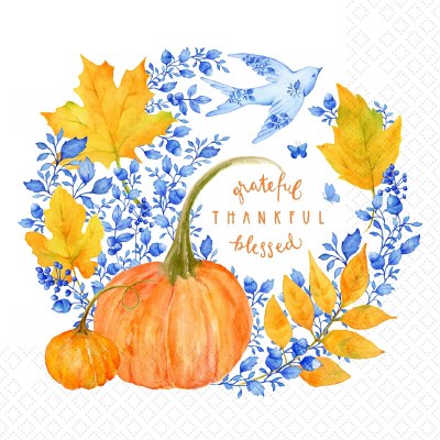 5" Square Autumn Blues Beverage Napkins