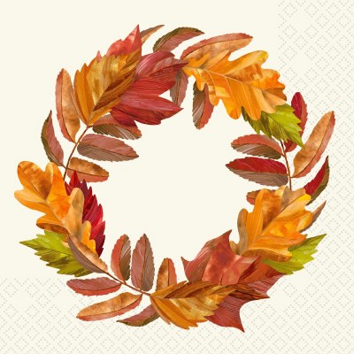 6.5" Square Fall Leaves Wreath Lunch Napkins