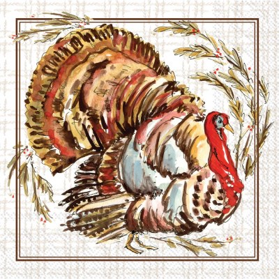 5" Square Brown Turkey Beveage Napkins