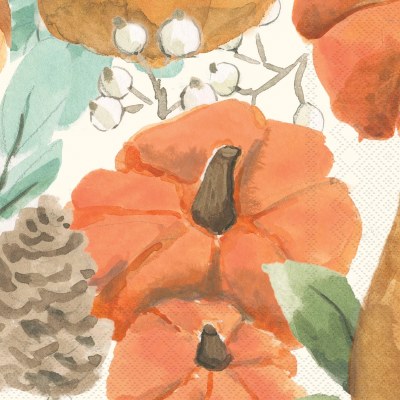 5" Square Harvest Pumpkins Beverage Napkins