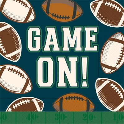 5" Square "Game On!" Football Beverage Napkins