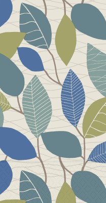 8" x 4" Blue and Green Leaves Guest Towels