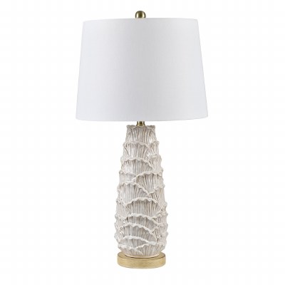 29" Beige Scallop Column Table lamp
