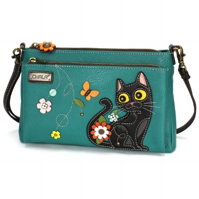6" x 10" Black Cat Deluxe Crossbody Purse