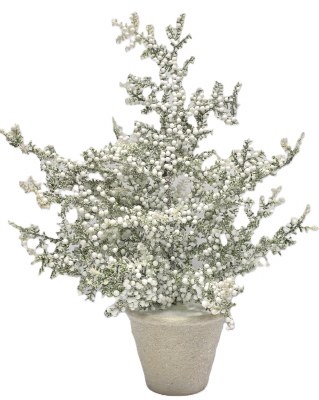 18" Faux White Snowberry in a Pot