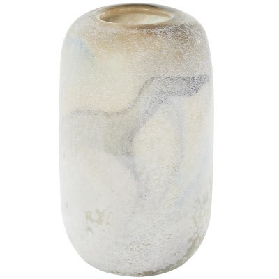 10" Frost, Tan, and Blue Glass Vase