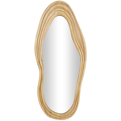41" x 18" Natural Wavy Edge Wood Wall Mirror