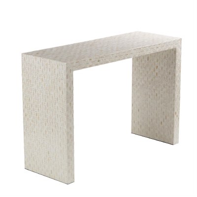 44" Cream Mosaic Capiz Console Table