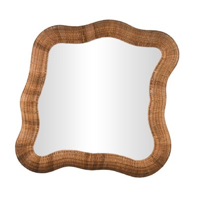 41" x 42" Brown Wavy Wicker Wall Mirror