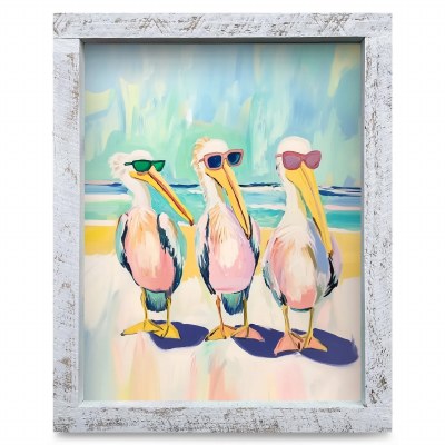 24" x 18" Pelican Bros Coastal Print in a White Washed Wood Frame