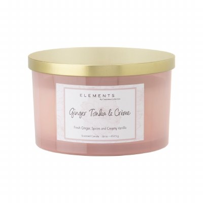 16 Oz Ginger Tonka & Creme Three Wick Candle Jar