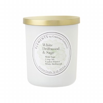 16 Oz White Driftwood & Sage Two Wick Candle Jar