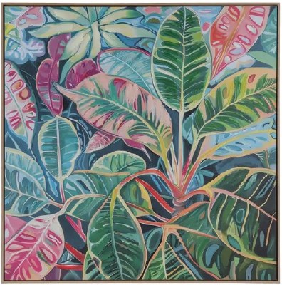 40" Sq Multiple Multicolor Crotons Framed Canvas