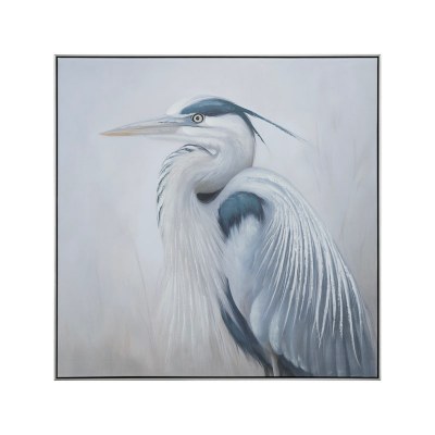 48" Sq Blue and White Heron Framed Canvas