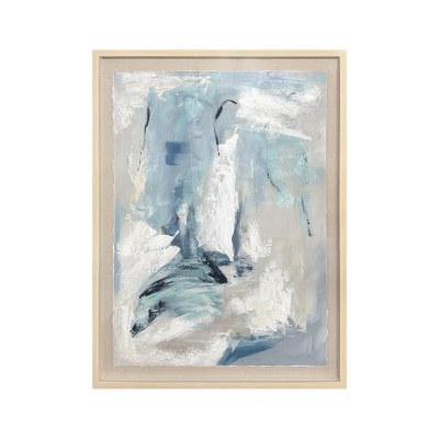48" x 36" Blue and White Abstract Framed Under Glass
