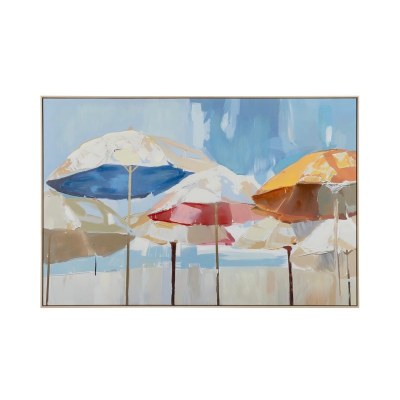 40" x 60" Multicolor Umbrellas Framed Canvas
