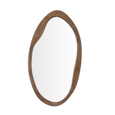 54" x 30" Brown Oval Wood Wall Mirror