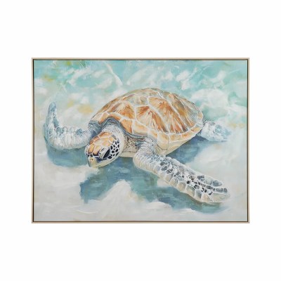 36" x 48" Sea Turtle Tides Framed Coastal Canvas