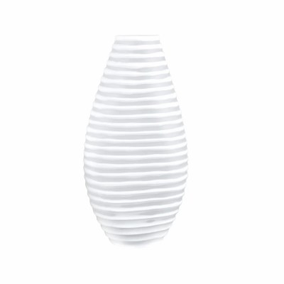17" White Frost Lines Glass Vase