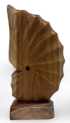 11" Brown Wood Nautilus Shell Statue