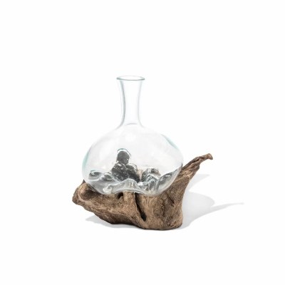12" Glass Vase on Driftwood