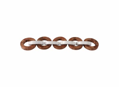 23" Brown Wood and White Polyresin Decorative Chain