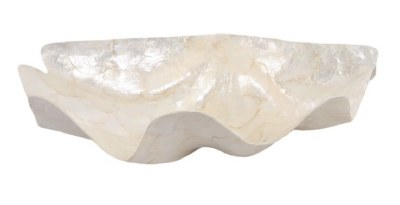 20" White Capiz Decorative Clam Shell Bowl