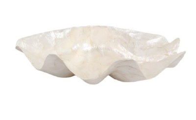 17" White Capiz Decorative Clam Shell Bowl