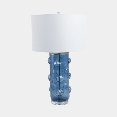 29" Clear Blue Glass Dots Column Table Lamp