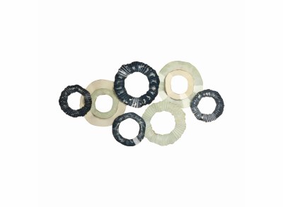 20" x 39" Dark Blue and Light Green Rings Metal Wall Art Plaque