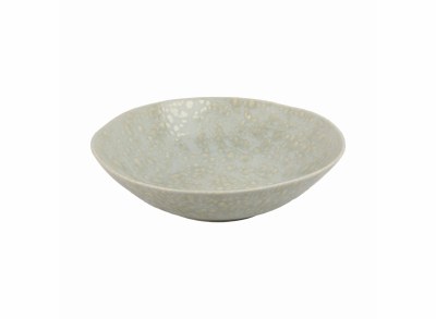 15" Round Blue and Green Ceramic Decorative Low Bowl