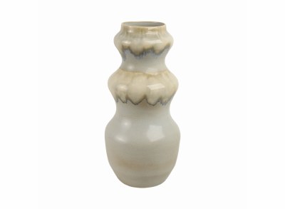 19" Green and Gray Drips Ceramic Vase