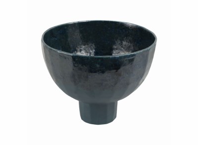 12" Round Dark Blue Decorative Ceramic Pedestal Bowl