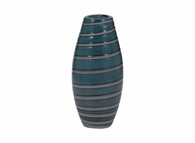 12" Dark Blue Swirls Glass Vase