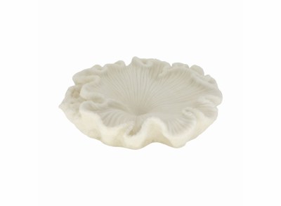 17" White Polyresin Decorative Flower Bowl
