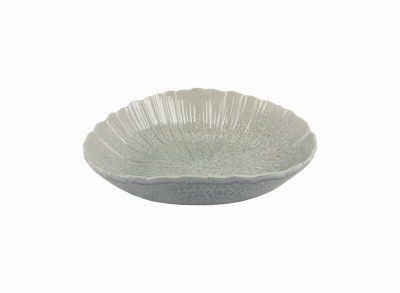 17" Green and Gray Ceramic Decorative Low Bowl