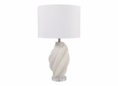 25" White Polyresin Twists Table Lamp