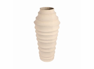 33" Cream Rings Ceramic Floor Vase