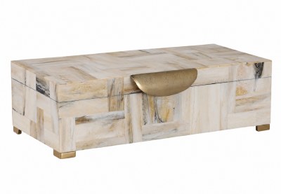 14" x 9" White and Blue Lines Decorative Box