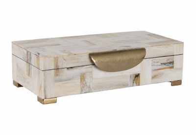 12" x 7" White and Blue Lines Decorative Box