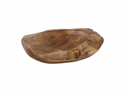 24" Round Brown Freeform Decorative Wood Bowl