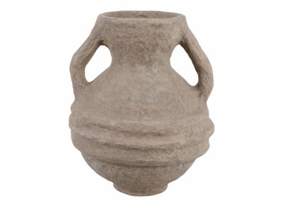 15" Taupe Two Handle Paper Mache Vase