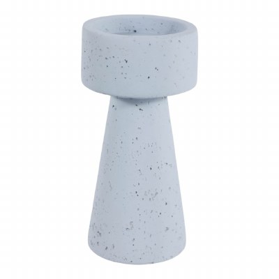 8" Blue Cement Pillar Candle Holder