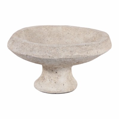 15" Round Beige Cement Pedestal Bowl